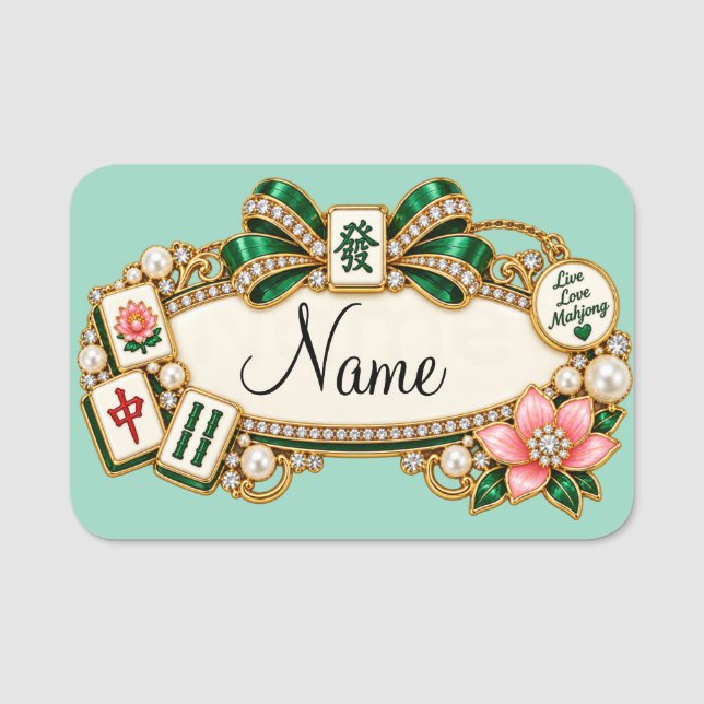 Mahjong Namn Märke Namnbricka (Framsida)