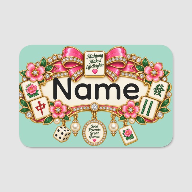 Mahjong Namn Märke Namnbricka (Framsida)