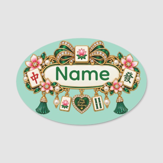Mahjong Namn Märke Namnbricka (Framsida)