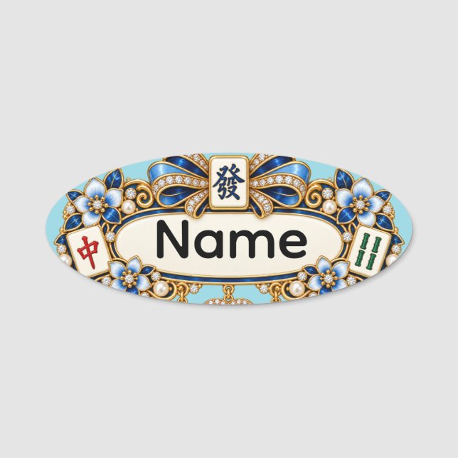 Mahjong Namn Märke Namnbricka (Framsida)