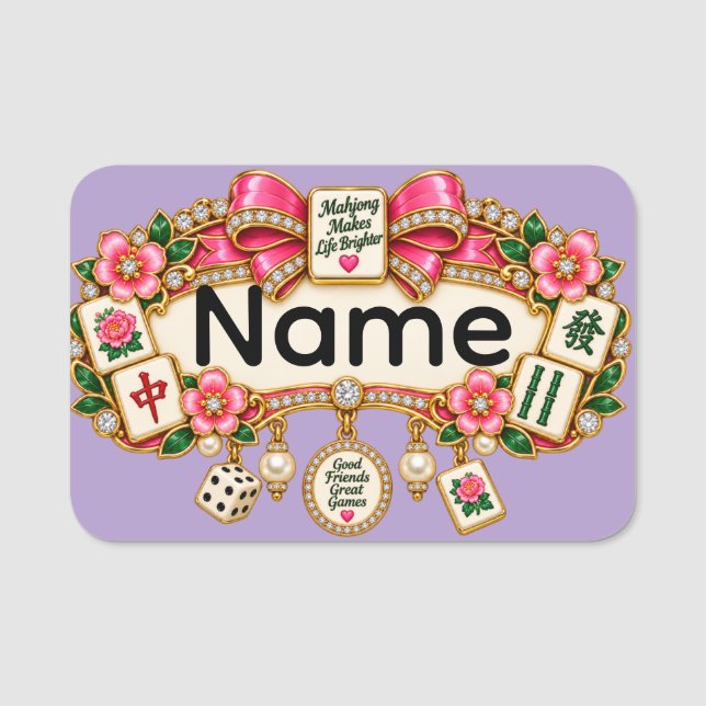 Mahjong Namn Märke Namnbricka (Framsida)