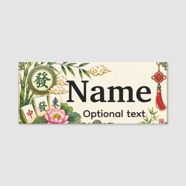 Mahjong Namn Märke Namnbricka (Framsida)