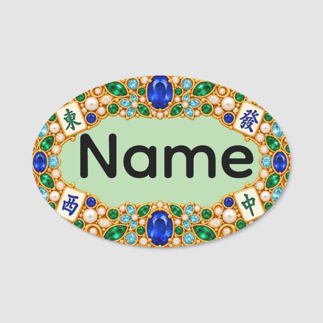Mahjong Namn Märke Namnbricka (Framsida)