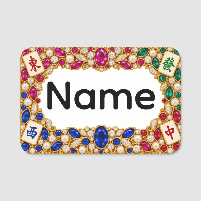 Mahjong Namn Märke Namnbricka (Framsida)
