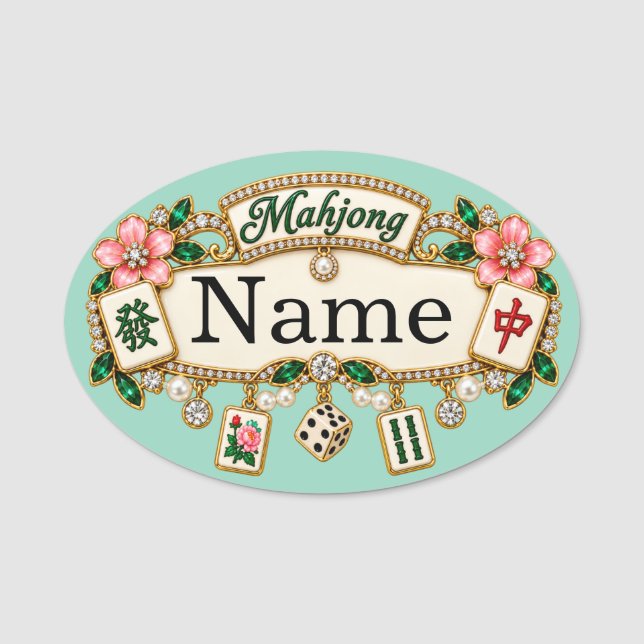 Mahjong Namn Märke Namnbricka (Framsida)
