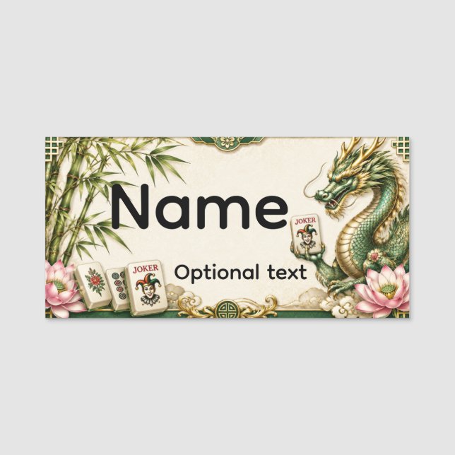 Mahjong Namn Märken Namnbricka (Framsida)