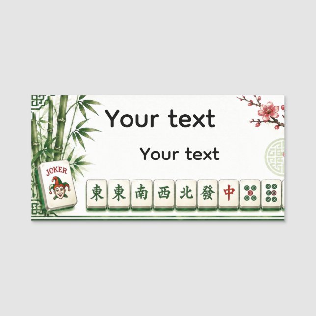 Mahjong Namnskylt Namnbricka (Framsida)