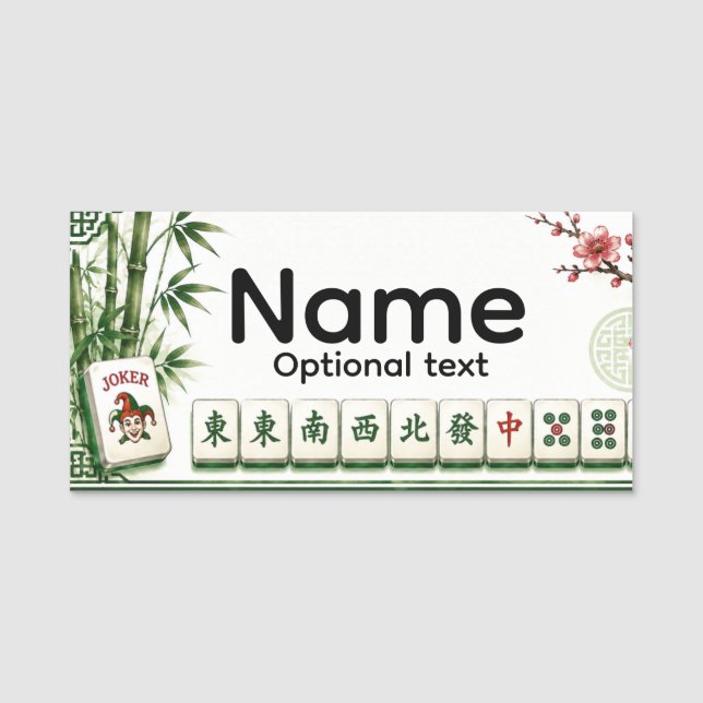 Mahjong Namnskylt Namnbricka (Framsida)