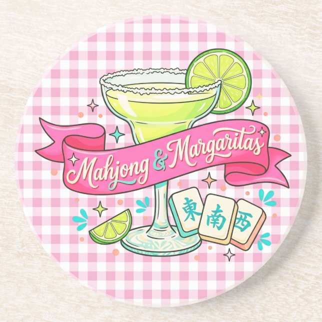 Mahjong och Margaritas Game Night Cocktail Underlägg (Framsidan)