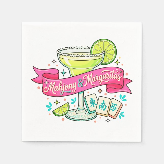 Mahjong och Margaritas Spelkvällsdrink Pappersservett (Framsidan)