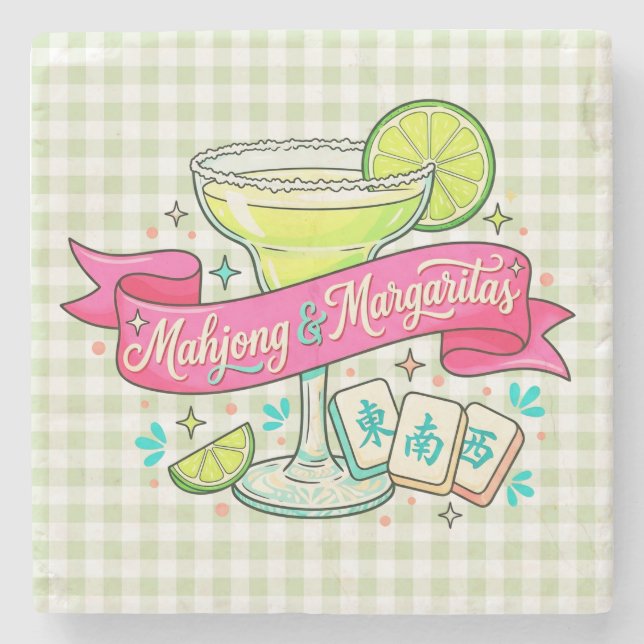 Mahjong och Margaritas Spelkvällsdrink Stenunderlägg (Framsidan)