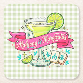 Mahjong och Margaritas Spelkvällsdrink Underlägg Papper Kvadrat