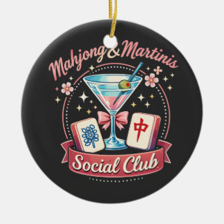 Mahjong och Martinis Socialklubb Julgransprydnad Keramik