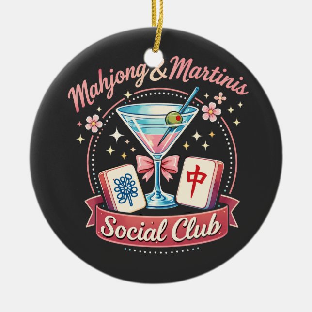 Mahjong och Martinis Socialklubb Julgransprydnad Keramik (Framsidan)