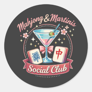 Mahjong och Martinis Socialklubb Runt Klistermärke