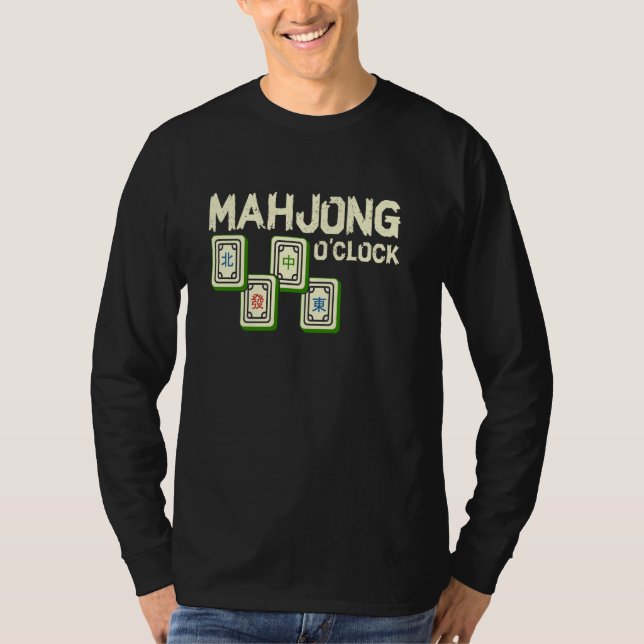 Mahjong O'klocka Funny Mahjong Player T Shirt (Framsida)