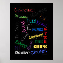 Mahjong Ord Poster med Black Background