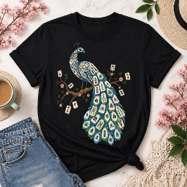 Mahjong Påfågel Kakel Fågel Elegant T Shirt