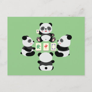 Mahjong Panda Cute Funny Helg Vykort