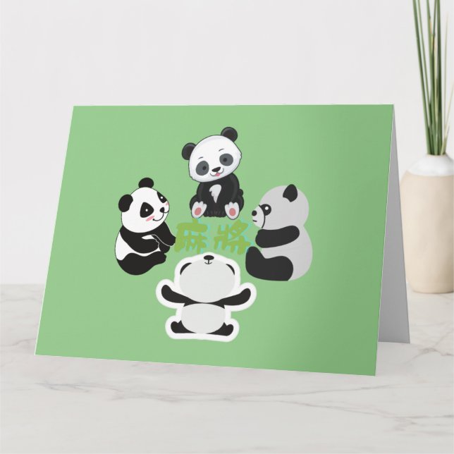 Mahjong Panda Cute Funny Kort (Framsida)