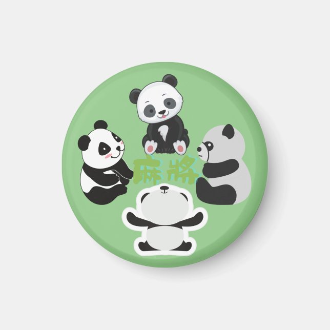 Mahjong Panda Cute Funny Magnet (Framsidan)