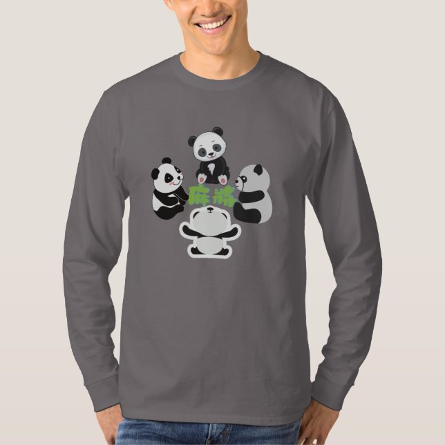 Mahjong Panda Cute Funny T Shirt (Framsida)