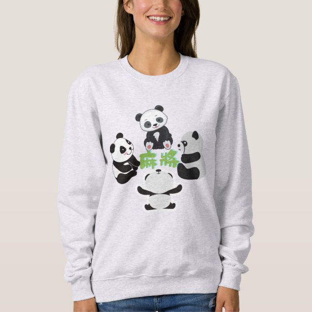 Mahjong Panda Cute Funny T Shirt (Framsida)