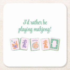 Mahjong Papper Underlägg, Lila/Grönt Underlägg Papper Kvadrat