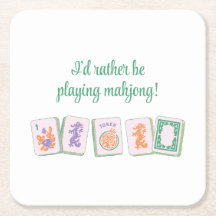 Mahjong Pappersunderlägg, Lila/Grön