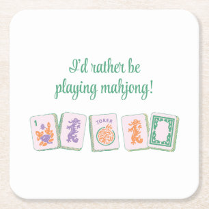 Mahjong Pappersunderlägg, Lila/Grön Underlägg Papper Kvadrat