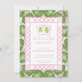 Mahjong Party Invitation, Cabbage and Pink Inbjudningar