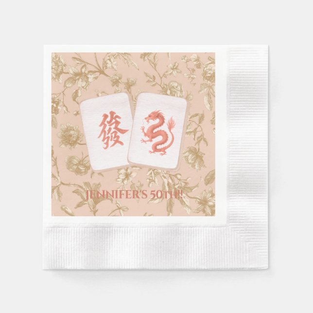 Mahjong Party Napkin, Toile Pappersservett (Framsidan)