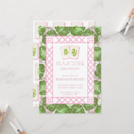 Mahjong-partynod, kål och rosa inbjudningar