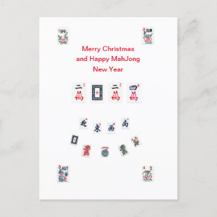 Mahjong-plattans symboler design för jul helg vykort