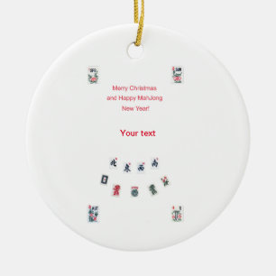 Mahjong-plattans symboler design för jul julgransprydnad keramik