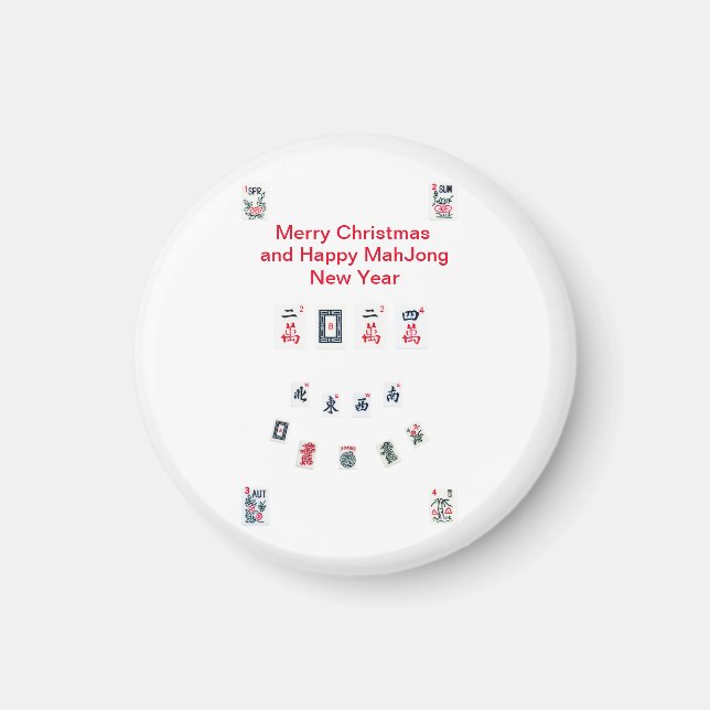 Mahjong-plattans symboler design för jul magnet (Framsidan)