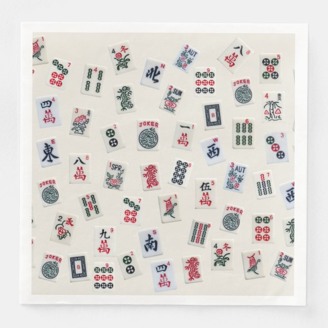 MahJong-plattor på baksidan av pastellemballage Pappersservett (Framsida)