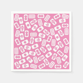 Mahjong-plattor vita på baby rosa pappersservett