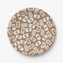 Mahjong-plattor vita på brunt