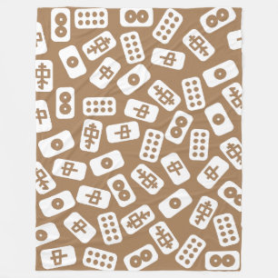 Mahjong-plattor vita på brunt Fleece Blanket