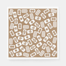 Mahjong-plattorna mönster vita på brunt