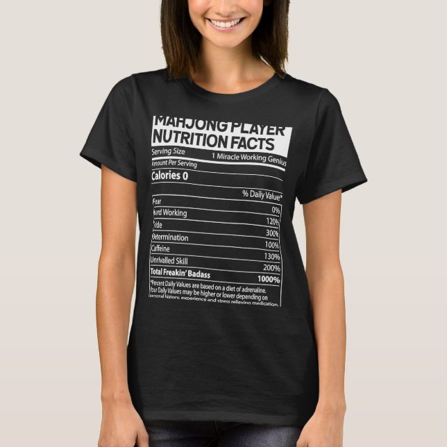 Mahjong Player Nutrition Facts China Game T Shirt (Framsida)