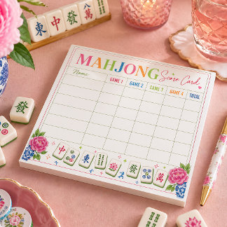Mahjong Poängkort Blommig Design Anteckningsblock