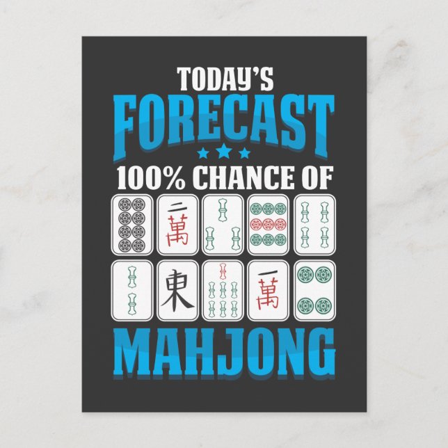 Mahjong Prognos Mah Jong Brädspel Älskare Vykort (Framsida)
