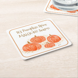 Mahjong Pumpa Kryddad Säsong Akvarell Pumpa Underlägg Papper Kvadrat