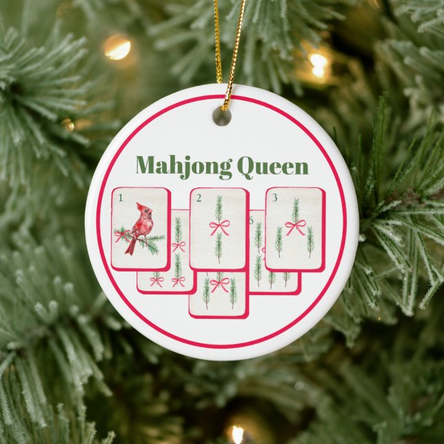 Mahjong Queen Mahjong Christmas Bam Tiles Julgransprydnad Keramik (Träd)