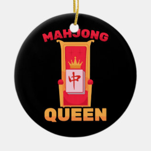 Mahjong Queen of Tiles Mah Jong Family Game Julgransprydnad Keramik