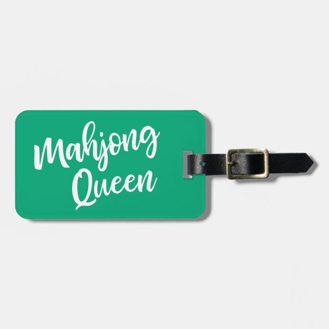 Mahjong Queen Personalized Name in Green Bagagebricka (Horisontell Framsida)