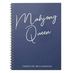Mahjong Queen Personlig Namn Navy Blue Anteckningsbok
