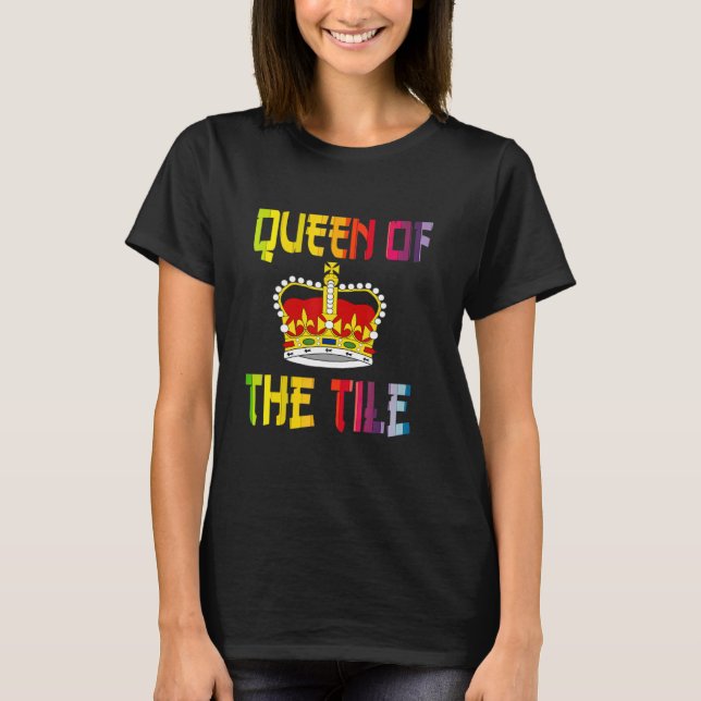 Mahjong Queen Roligt Chinese Jewish Game Dot Ban C T Shirt (Framsida)